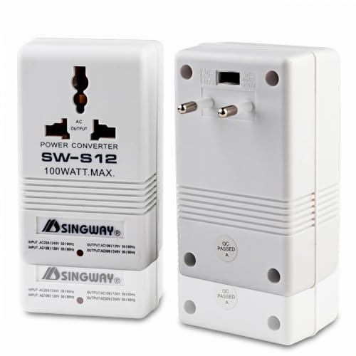 Bewinner SW S12 Trasformatore a Doppia Tensione da 100 W, Convertitore di Alimentazione da 110 V a 220 V e Adattatore da Viaggio, Step Up/down per Piccoli Elettrodomestici All'estero (Spina europea)