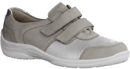 Waldläufer Hesna 312H01 400 Orthotritt Stein/Cement/Argento (Grau/Silber) - Damenschuhe Bequeme Ballerina/Slipper, Grau, Leder (Denver/minileostretch/eclis)