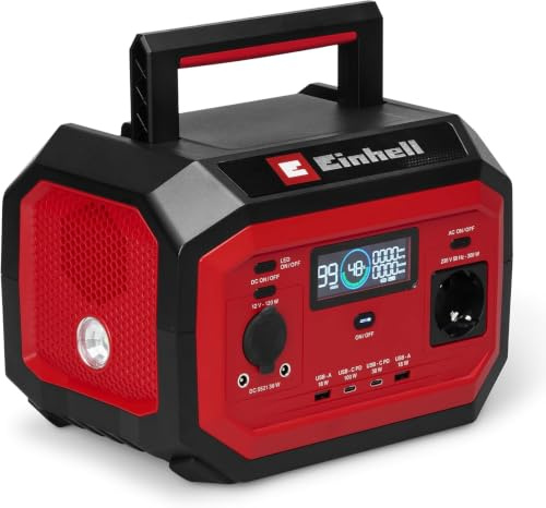Einhell tragbare Energiestation TE-ES 300/240 | 240 Wh | 300 W | LiFePo4 Akku | 230-V- & 12-V-Anschluss | USB-A- & USB-C-PD-Anschluss | LED-Licht | für Solarpanel