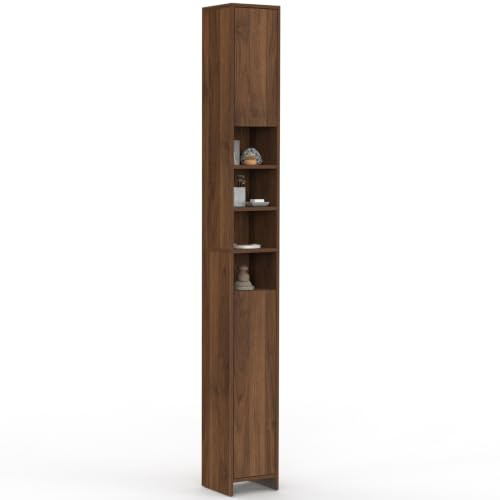 IDMarket - Badezimmerschrank TOMI, 2 Türen, 4 Nischen, Nusseffekt