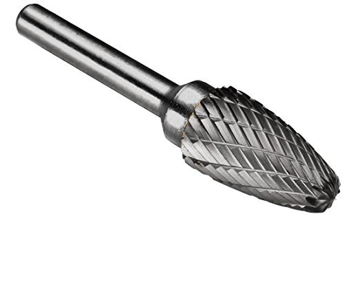 sourcing map Fraise Rotative en carbure de tungstène à double coupe forme conique Lime rotative Tige de 6 mm et diamètre de tête de 14mm