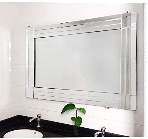 Tuff Concepts Wandspiegel im antiken, modernen venezianischen Stil, 120 x 80 cm, silberfarben