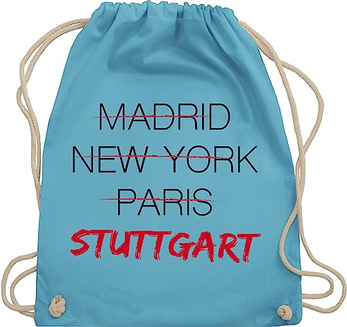 Shirtracer Turnbeutel Rucksack - Stadt und City Outfit - Weltstadt Stuttgart - Unisize - Hellblau - städte sportbeutel country stoffbeutel tasche baumwolle