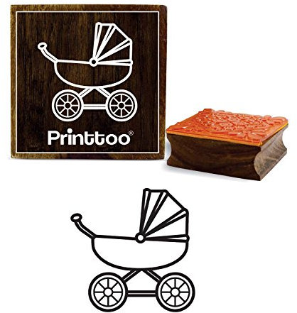 Printtoo Square Baby Trolley Muster Brown Holz Stempel Craft Textil-3 x 3 Zoll