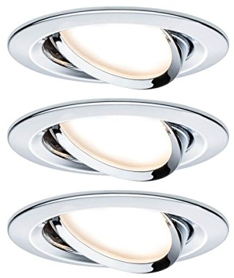 Paulmann Einbauleuchte LED Nova rund 6,5W GU10 Chrom IP23 sprühwassergeschützt 3er-Set schwenkbar