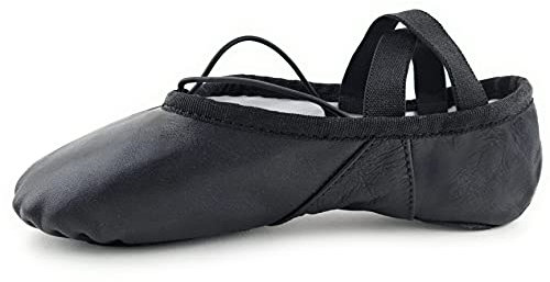 Black Ballet Canvas Dance Shoes Gymnastic Yoga Shoes Flat Split Sole Leather Ballerina Girls Ladies Children's and Adult's Sizes (13 Kids)