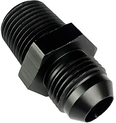 skicare 10AN Flare to 1/2 NPT Male Fuel Line Pipe Hose Fitting Adapter Aluminum AN10-1/2 Straight Black Anodized