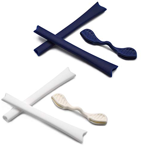 SOODASE Azul/Blanco Kit de goma de silicona Earsocks de repuesto Para Oakley Radar Series Gafas de sol