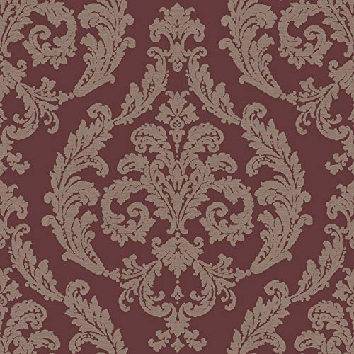 Galerie G67611 Palazzo Large Scale Damask Design Wallpaper, Burgundy, 10m x 53cm