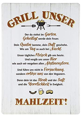 Rostalgie Metall Schild -Grill Unser- 42 x 30 cm Garten Dekoration Tafel Sprüche Geschenk