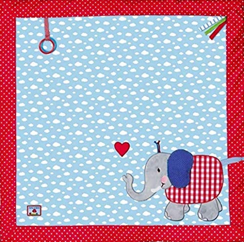 Die Spiegelburg - Krabbeldecke Elefant, hellblau/rot BabyGlück (ca. 100 x 100 cm), 16087