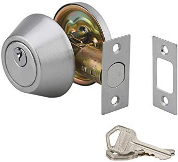 THIRARD - Serrure horizontale tubulaire en applique à bouton pour porte d'entrée, axe réglable, chromé, 3 clés