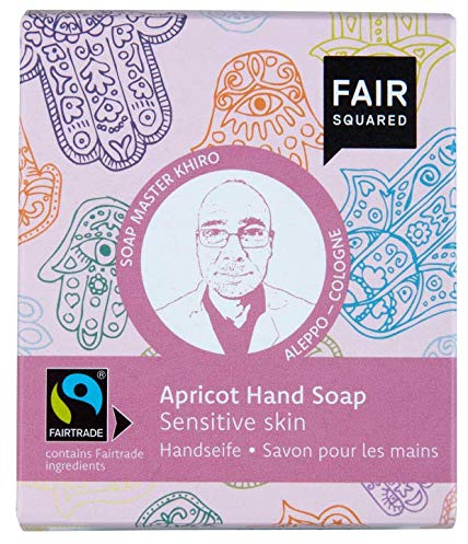 FAIR SQUARED Handseife Apricot feste Seife - 2 x 80 Gramm- für empfindliche Haut - mit Fairtrade-Aprikosenkernöl - vegane Naturkosmetik - Zero Waste