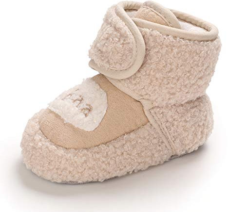 MASOCIO Stivaletti Neonato Stivali Invernali Neonata Inverno Scarpe Scarpine Primi Passi Pantofole Babbucce Bambino Bimbo Cachi Taglia 19 6-12 Mesi