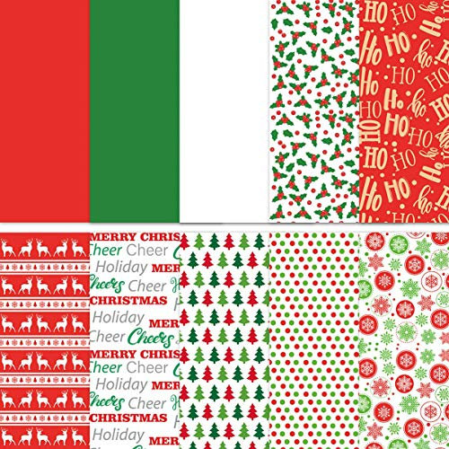 Yardwe 150 Stück Weihnachtspapier, 10 Stile, Weihnachtspapier, Kopierpapier für Inkjet-/Laser-Drucker