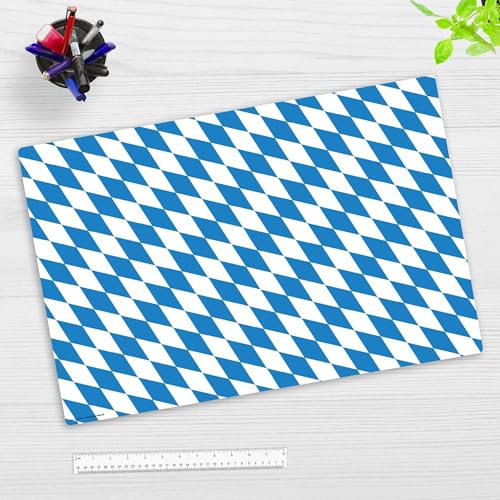 Schreibtischunterlage Kinder und Erwachsene – “Flagge Bayern“ – aus erstklassigem, strapazierfähigem Vinyl (Kunststoff) – 60 x 40 cm – Rutschfeste Schreibunterlage mit bestem Schutz – Made in Germany