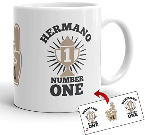Kembilove Taza el Mejor Hermano del Mundo – Taza con Mensaje Hermano Number One – Regalo Hermana Original – Regalos Originales para cuñados – Tazas Originales Familiares