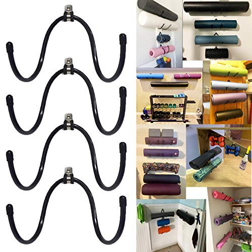 Yogamatten-Schaumstoffrollen, Wandregal, Wandhalterung, Wandhalterung, Aufbewahrungsregal für Schaumstoffrollen und Yogamatte/Sportschweißhandtuch, bis zu 9 kg – keine Matte – Upgrade – 4 Stück