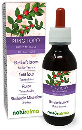 Butcher's Broom (Ruscus aculeatus) Roots Alcohol-Free Mother Tincture Naturalma - Liquid Extract Drops 120 ml - Food Supplement - Vegan