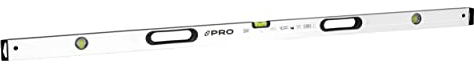 PRO800 Niveau À Bulle 150cm fraisé des deux côtés avec Profil Ergonomique et pente de 2% - ERS+ (Easy Reading System) - Niveau a Bulle précis avec embouts Antichocs - Couleur Argenté