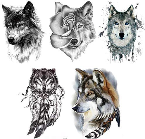 Wolf Tattoos Fake Arm 5 Bögen Set