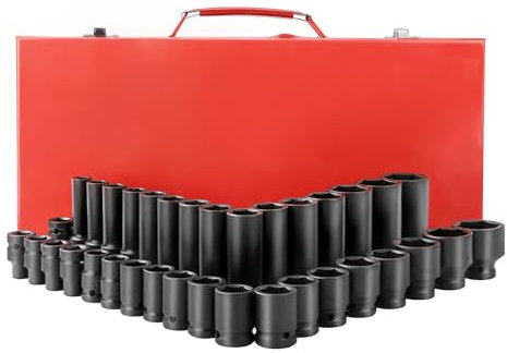 Dhouse 35 Piece Adapter Socket Impact Sockets Set 1/2 Inch Impact Converter Adapter Set 8-32mm Socket Spindle Axle Nut Garage Workshop Auto Truck Repair Manual Tool