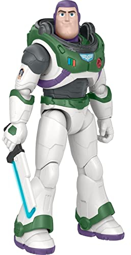 Mattel Disney et Pixar Lightyear Figurine d'action avec mouvement, lumières et son, Buzz l'Éclair avec lame laser coupante 30,5 cm