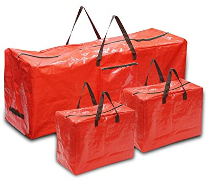 Just for Christmas Tree Storage Bags Fit Upto 7ft Tree - Set of 3 Christmas Tree Bags Includes 1 Tree Bag & 2 Garland Bags W/Handles, Dual Zipper, Tear Proof & Water Resistant