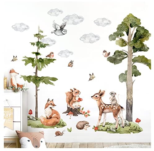 Grandora Wandsticker Kinderzimmer Waldtiere Wandaufkleber Wandtattoo DL773-4