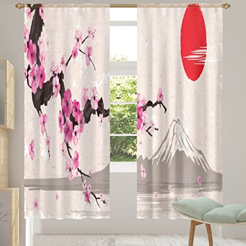 TropicalLife Rideau en voile transparent pour fenêtre de salon, chambre, cuisine, style japonais - 2 panneaux de 198,1 cm de long