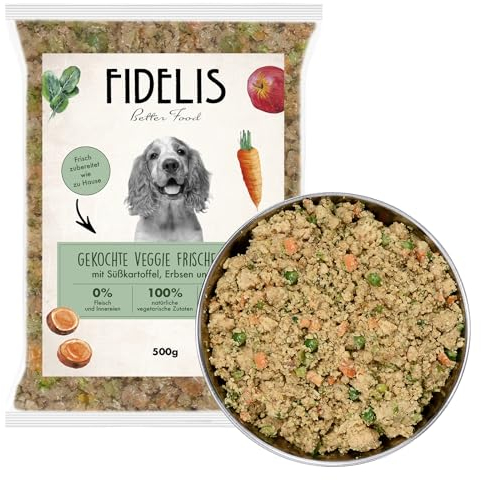 Fidelis - Gekochtes Frische-Menü Veggie für Hunde 10 x 500g - Premium vegetarisches Hunde Futter mit 100% frischen Zutaten - Proteinhaltiges Hundefutter nass Nicht extrudiert - Zucker- & Getreidefrei