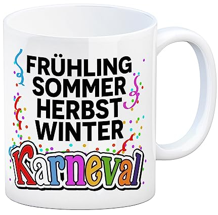 speecheese Kölner Karneval Kaffeebecher mit Konfetti und Luftschlangen für Jecken und Narren die gerne einen trinken zur Faschingszeit, um die fünfte Jahreszeit zu feiern Kostüme Alkohol