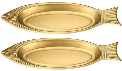 Lipfer 2 Pcs Stainless Steel Serving Platter Fish Platter Food Trays Steamed Fish Plate Fish Shaped Plate Snack Appetizer Storage Tray for Home Restaurant