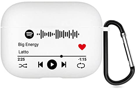 Personalisierte 2-seitige AirPods-Hülle für Apple AirPods Pro 2nd 2022, Music Style Cover mit scanbarem Spotify-Code, individuelle Geschenkverpackung (Weiß)