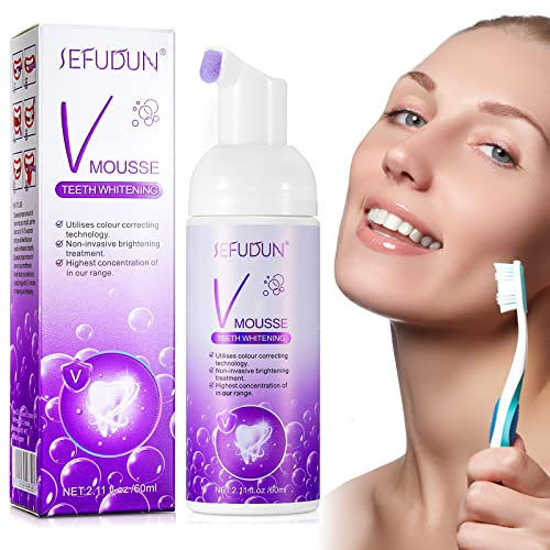 Purple Toothpaste for Teeth Whitening, Teeth Whitening Foam Toothpaste, Teeth Whitening Tooth Mousse, Intensive Stain Remove, Improves Teeth Brightness and Reduce Yellowing Toothpaste (60ml, 1)