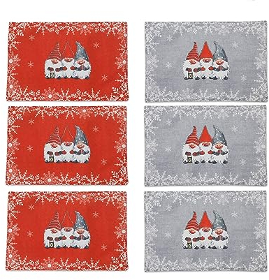6er Set Weihnachts Tischsets Weihnachten Platzdeckchen Set, Wasserdicht rutschfest Platzset Hitzebeständig Tischset, Tischunterlagen Telleruntersetzer Für Weihnachten Esstisch Hochzeit Dinnerpartys