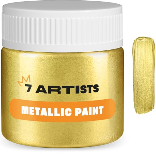 7 Artists Colore Acrilico Oro Antico Metallizzato 50 ml Tempera Oro | Colori Acrilici Golden | Vernice Acrilica Oro | Pittura Oro | Oro Liquido | Tempera Dorata | Colori Acrilici Metallizzati