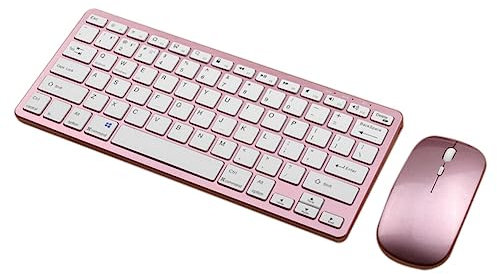 Jiklophg Tastiera Senza Fili Bluetooth Mouse Tastiera Modalità Tastiera Ricaricabile Supporto Mouse Tablet Computer Portatile Rosa