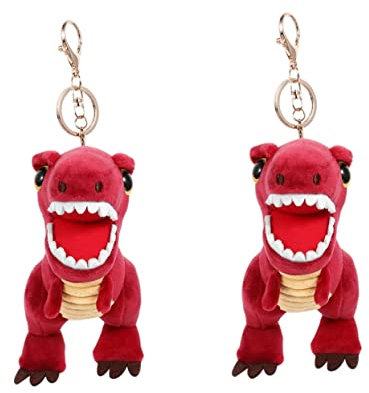 ABOOFAN 2 Pièces porte-clés de poupée mini figurines de dinosaures en peluche porte-clés sac à main pendentif porte-clés dinosaure en peluche artisanat porte-clés Dessin animé accessoires