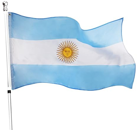 Bandera de Argentina grande de 5 pies x 3 pies, paquete de 1, bandera de Argentina de 152 cm x 91 cm, perfecta para eventos u ocasiones de Argentina