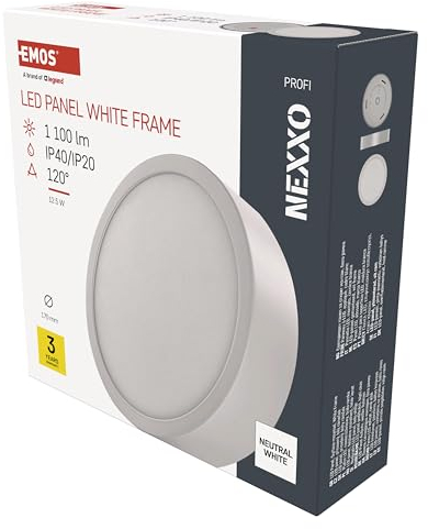 EMOS LED Panel 12,5 W, runde 1100 lm Deckenleuchte, Wandleuchte mit Durchmesser 17 cm, ersetzt 75W Glühbirne, Lichtfarbe neutralweiß 4000K, inkl. LED-Treiber, Leuchtdauer 30000 St.