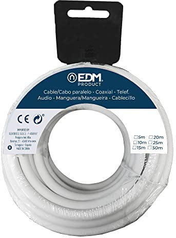 Monkey Ladder Carrete de cable paralelo 2x1mm blanco 10m para audio, ideal para conexiones de sonido y sistemas de audio en casa o eventos.
