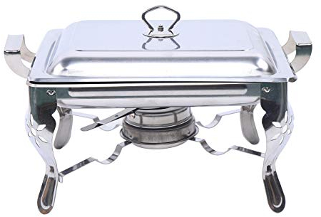 Recipiente de acero inoxidable de 6 litros, calentador de alimentos, 21 x 26 x 26 cm, juego de platos chafing dish, calentador de buffet con tapa, recipiente térmico para catering buffet y fiestas (1
