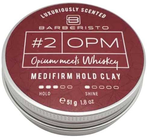 FETTKOPP POMADE - Barberisto OPM - Opium meets Whiskey – mittlerer Halt (medium hold) maskuliner Duft - 51g Haarwachs & Haargel Alternative Barbershop Hairstyling Herrenpomade Made in Germany