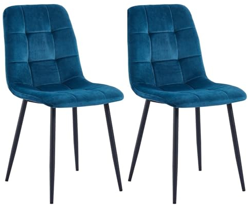Colenis - Ela Esszimmerstühle - 2er Set - Petrol - Samt - Für Esszimmer, Küche & Wohnzimmer - Modernes Design