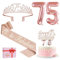 Amosking 75th Birthday Decorations for Women, Including 75th Birthday Sash and Tiara, Cake Topper and Candles, Rose Gold Number Balloons, 75 Year Old Gifts for Women