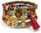 LICHUANUK Boho 4 Stück Armbänder Holzperlen Quaste Armband, Chakra Armband für Frauen, Natürliches Kristall heilsteine armband, Frauen Baum des Lebens Charm Statement Armreifen, Rot