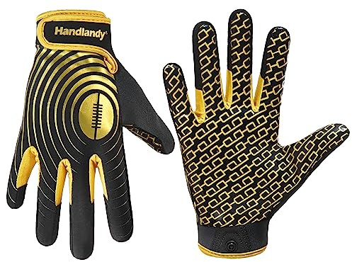 HANDLANDY Jugend American Football Handschuhe Klebrige Wide Receiver Handschuhe für Kinder Stretch Passform Football Handschuh