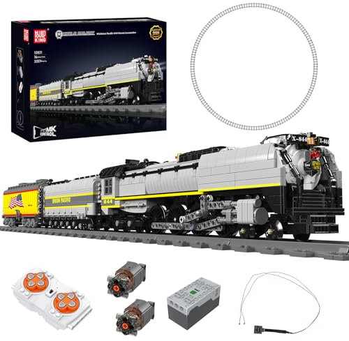 Mould King 12031 Blocs de construction d'éclairage de train, 3357 pièces télécommandées UP844 - Locomotive à vapeur - Jouet de Noël pour adultes et adolescents