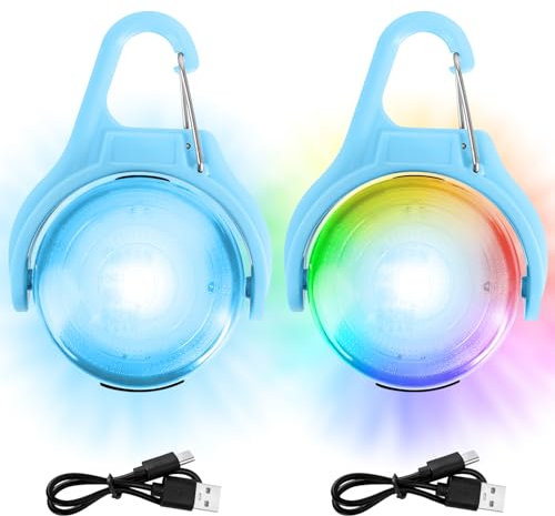 Mucek 2 Stück LED Blinklicht Schulranzen, Sicherheitslicht USB Aufladbar 4 Modi, Schulranzen Licht, Leuchtanhänger Hund, Sicherheitslicht für Rucksack Laufen Wandern Haustier